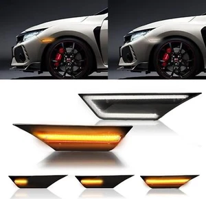 For 2016-2021 Honda Civic LED Side Marker Lights Switchback Turn Signal Lamp DRL - Picture 1 of 18