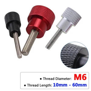 M6 Knurled Thumb Screws with collar High Type Stainless Steel Red, Black, Silver - Picture 1 of 12