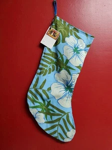 Christmas Stocking Handmade Hibiscus 20" Tropical Hawaiian Upcycled Fabric - Picture 1 of 8