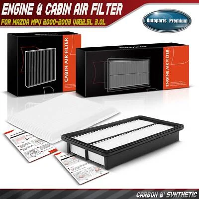 Engine & Carbon Cabin Air Filter for Mazda MPV 2000 2001 2002 2003 V6 2.5L 3.0L - Image 1 of 4
