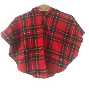 O'Neil of Dublin Ireland Girls Hooded Cape Poncho Red Tartan Plaid Size XS - Picture 1 of 6