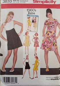 Simplicity 3833 Retro 60s Fashion Sew Pattern UNCUT Petite Dress 14 16 18 20 22 - Picture 1 of 8