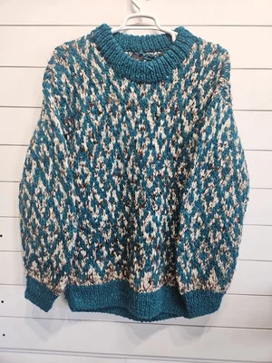 VTG Indian Weavings Ecuador Hand Knit 100% Wool Geometric Sweater Size XL Thick - Image 1 of 4