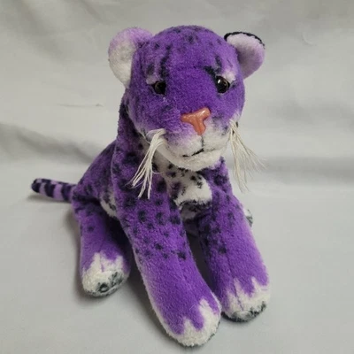 RARE! Fiesta Sitting Beanbag Purple Cheetah Leopard Plush 9" Lisa Frank Style  - Image 1 of 4