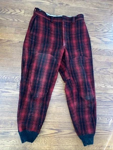 VTG Woolrich Mens Mackinaw Wool Plaid Hunting Ankle Pants Double Knee 36 U.S.A - Picture 1 of 4