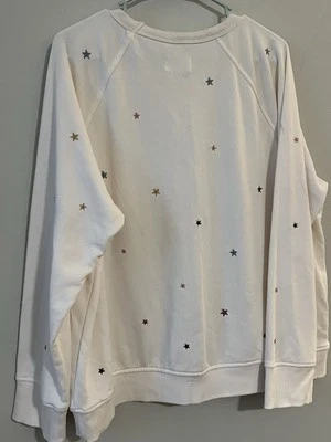 Lou & Grey Embroidered Stars Terry Sweatshirt Pullover Women’s Size XL - Image 1 of 4