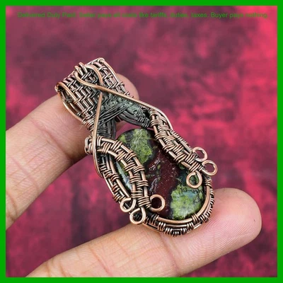 Colgante envuelto en alambre de compromiso piedra de sangre dragón cobre venta Black Friday Foto 1 de 4