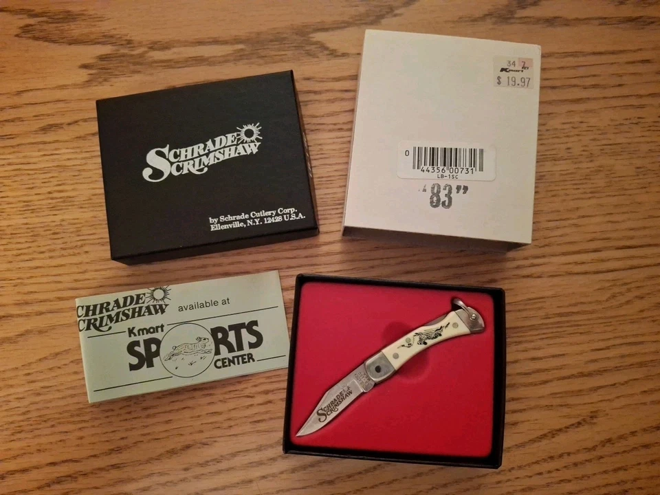 Navaja de Bolsillo Schrade + USA LB-1 SC Scrimshaw "Rabbit" Lockblade de Colección Nueva de Lote Antiguo Foto 1 de 2