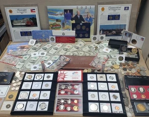 Estate Sale MEGA HUGE Random Lot + Silver Coins + Proofs + Old Money Bank Pouch - Picture 1 of 24