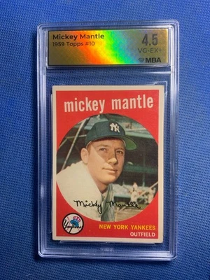 1959 Topps #10 Mickey Mantle MBA 4,5** Mike Baker período de mejor graduación** Foto 1 de 2