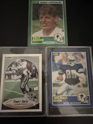 Dallas Cowboys 'The Triplets' NFL Lote de 3 Aikman, Irvin, Smith. Tarjetas de novato. Foto 1 de 2