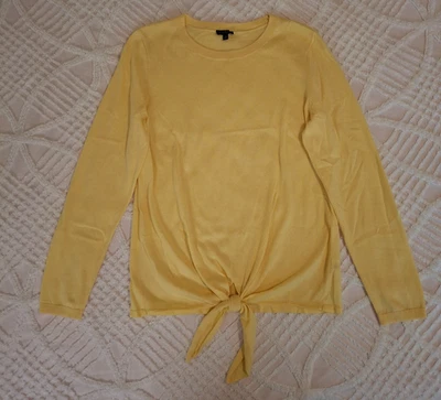 Talbot's Size Medium Yellow Tie-Front Long Sleeve Top Sweater Cotton Tencel - Image 1 of 4