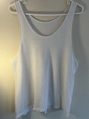 Camiseta sin mangas blanca de malla vintage para hombre mediana ediciones básicas años 90 Foto 1 de 3