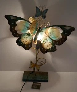 Pier 1 Imports Mariposa Accent Capiz Shell Metal Butterfly Light Up Lamp - Picture 1 of 12