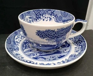 Spode Blue Large Italian Tea Cup & 8" Plate #C. 1816-A21 - Imagen 1 de 8