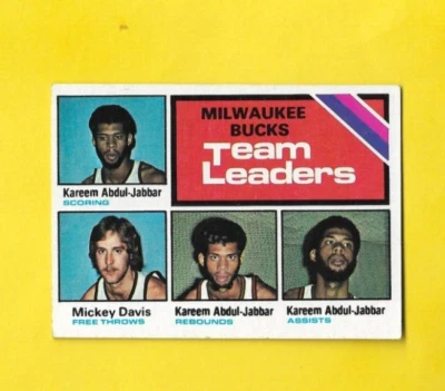 1975-76 Topps Milwaukee Bucks Team Leaders #126 Kareem Abdul-Jabbar NR-MINT- - Image 1 of 2