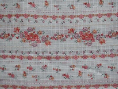 Tela a rayas florales rosa melocotón semi transparente vintage Wamsutta OTC AÑOS 70 2,4 yardas. Foto 1 de 4