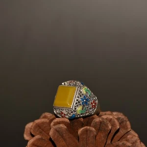 Collect Sterling Silver Inlaid with Chalcedony Agate and Gemstone Rings - Picture 1 of 8