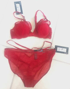 BNWT MARKS & SPENCER (M&S) AUTOGRAPH RED BRA & BRIEFS/KNICKERS SET, 12 / 34B - Picture 1 of 7