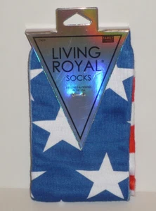 NEW ~ Mens / Womens LIVING ROYAL Stars & Stripes Crew Socks - One Size fits Most - Picture 1 of 3