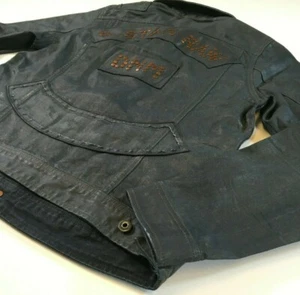 Chaqueta de mezclilla de camionero G Star índigo recubierta de tela de aceite con tachuelas adornada  - Imagen 1 de 12