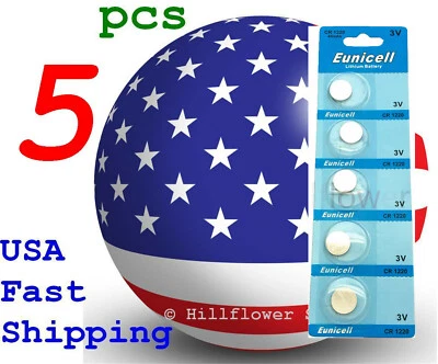 5 pcs CR1220 1220 BR1220 LM1220 Card 3V Lithium Battery - Image 1 of 4