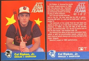 1986 Fleer All Star Team Cal Ripken Jr 5 ( Pick From List ) Orioles - Picture 1 of 13