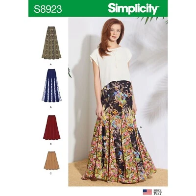 SIMPLICITY 8923 MISSES' PULL-ON SKIRTS Sewing Pattern Sizes 6-14 & 14-22 AVERAGE - Image 1 of 4