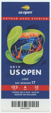 9/3 2019 US Open Tennis Loge FULL TICKET Serena Williams Bianca Andreescu Cover