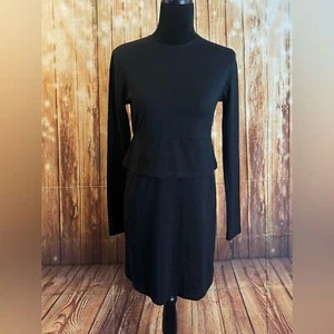Boohoo Women’s Long Sleeve Crew Neck Black Oversized T-Shirt Dress Size 4 - Picture 1 of 11