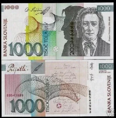 SLOVENIA 1000 TOLARJEV P-29 2004 Commemorative EU Entry UNC PRE EURO RARE NOTE - Image 1 of 4