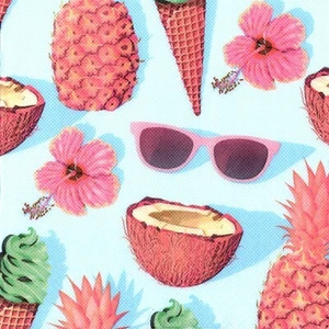 Serviettes en papier vacances tropiques fruits fleurs. Napkins holidays tropical - Imagen 1 de 1