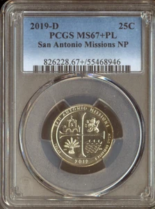 2019-D San Antonio Missioni Quartiere PCGS MS67+ PL Qualità - Foto 1 di 2