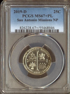 2019-D San Antonio Missions Quarter PCGS MS67+ PL Quality - Image 1 of 2