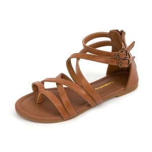 FUNKYMONKEY Girls Gladiator Strap Sandals Fisherman Thong Cross Strappy Sandals - Picture 1 of 8
