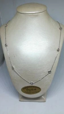 COLLANA ARGENTO MAGLIA E ZIRCONI BIANCHI MM 4  CM 40 A CM 60 NOVITA' EXPLOIT - Immagine 1 di 4