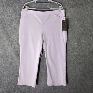 Briggs Pants 16 Crop Trouser Straight Leg Purple Stretch Pockets Elastic Waist - Picture 1 of 24