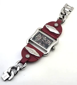 VTG Ed Hardy SKIN Chain w Pink Leather VI-BF-0588 by Christian Audigier NEW BATT - Picture 1 of 13