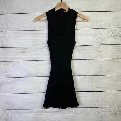 ZARA Mujer’s Acanalado Negro Mameluco Pantalones Cortos Mono Cremallera Tanque Espalda Abierta Talla Mediana Foto 1 de 4