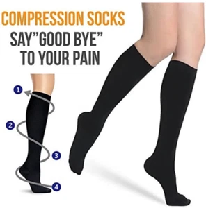 Medias de Compresion para varices/Medias de descanso/ Beige, Black/ UNISEX SOCKS - Picture 1 of 8
