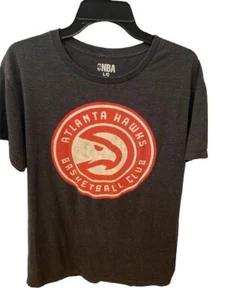 Atlanta Hawks NBA Mens Large T-Shirt Black Logo Basketball Short Sleeve Cotton - Picture 1 of 4