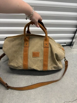 Vintage Cutter & Buck Duffle Bag Weekender Khaki Tan Canvas Detachable Strap - Image 1 of 4