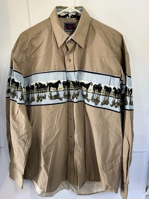 Camisa occidental Roper para hombre manga media larga caballos broches de presión Foto 1 de 4