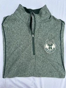 Men’s Antigua Green Milwaukee Bucks 1/4 Zip Jacket Sz Large  - Picture 1 of 8