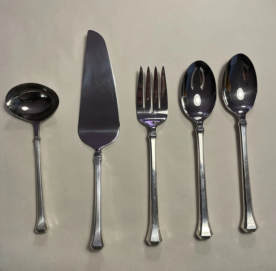 Набор сервировочных приборов Reed & Barton из 5 предметов с ручкой из чистого серебра - Изображение 1 из 4