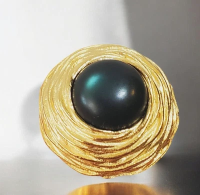 5 Gorgeous 25mm 1 Inch Gold Shank Buttons Dark Green Center Crafts Replacement - Image 1 of 4