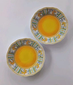 Juego de 2 Platos de Ensalada de Melamina Le Cadeaux 9" AMARILLO Centro Sólido para Gallo Set - Imagen 1 de 21