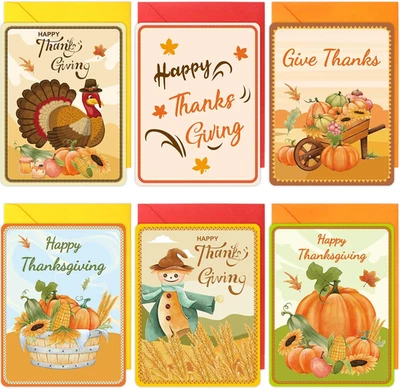Thanksgiving Greeting Cards with Envelopes 24PCS Watercolor Thanksgiving Day - Image 1 of 4
