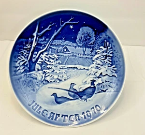 Bing & Grondahl 1970 Weihnachtsteller blau & weiß 7" Fasane im Schnee mit Box - Bild 1 von 7
