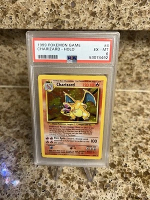 1999 Pokémon Charizard Holo Card #4 EX-MT 6 PSA Graded - Image 1 of 2